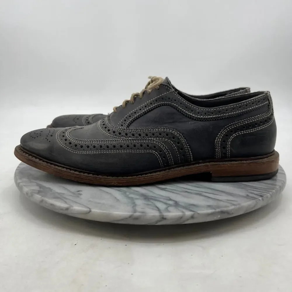 Allen Edmonds Mens 10.5 Shoe Chalkboard Gray Leather Neumok Wingtip Oxford Dress